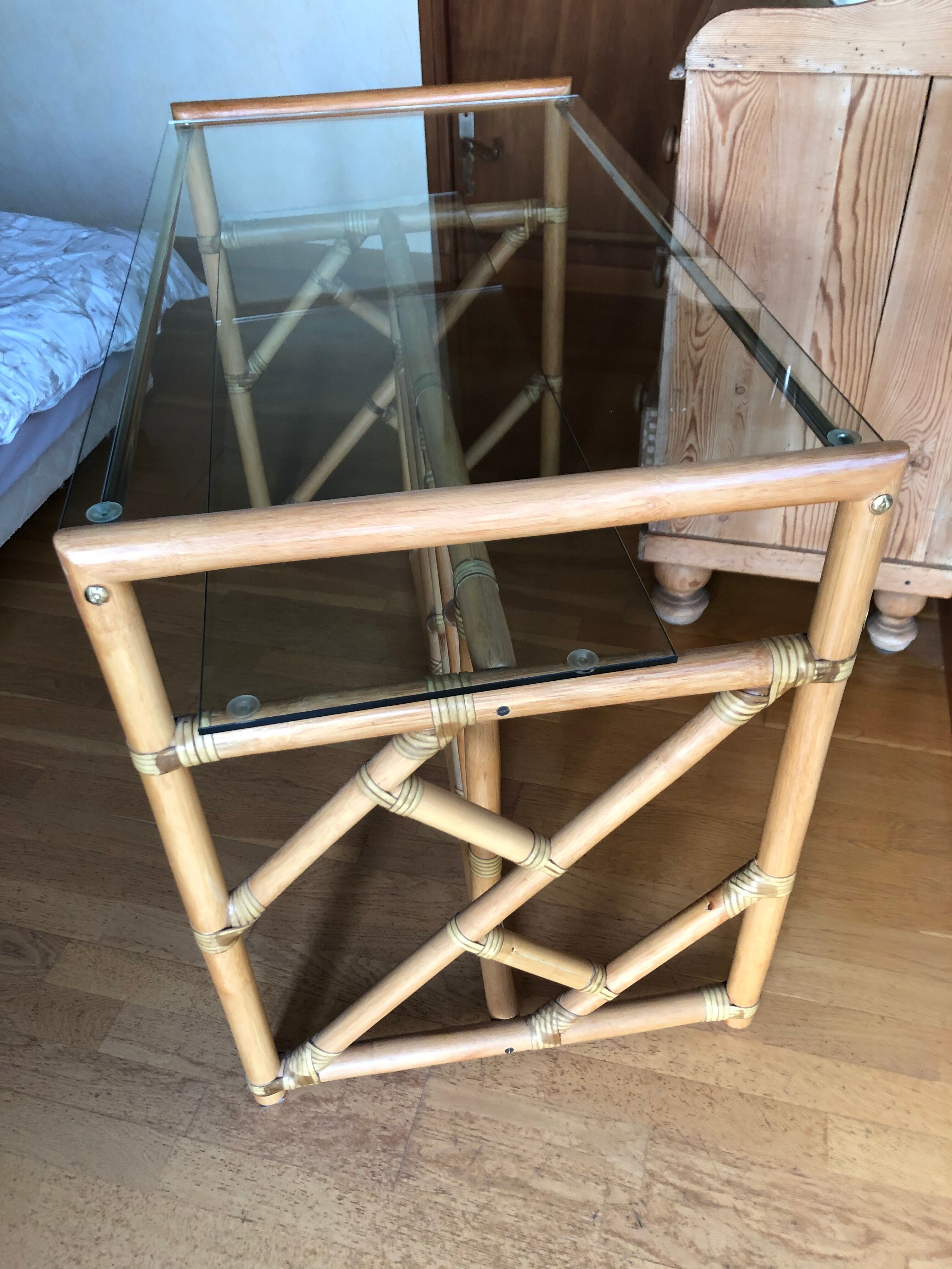 Bamboo and vintage rattan console