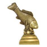 Statue de carpe koi en bronze massif vintage