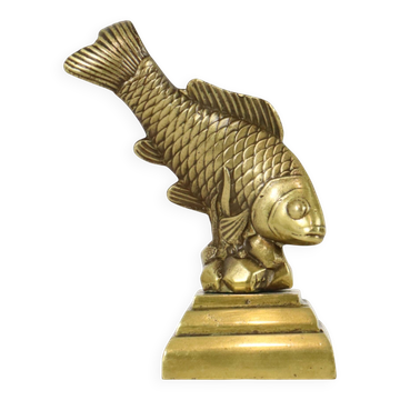 Vintage Heavy Solid Bronze Koi Carp Statue