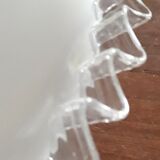 White opaline lampshade "domed with lace"