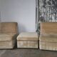 Pair of modular velvet armchairs and ottoman