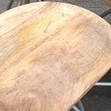 Set of 6 wooden stools with adjustable metal legs