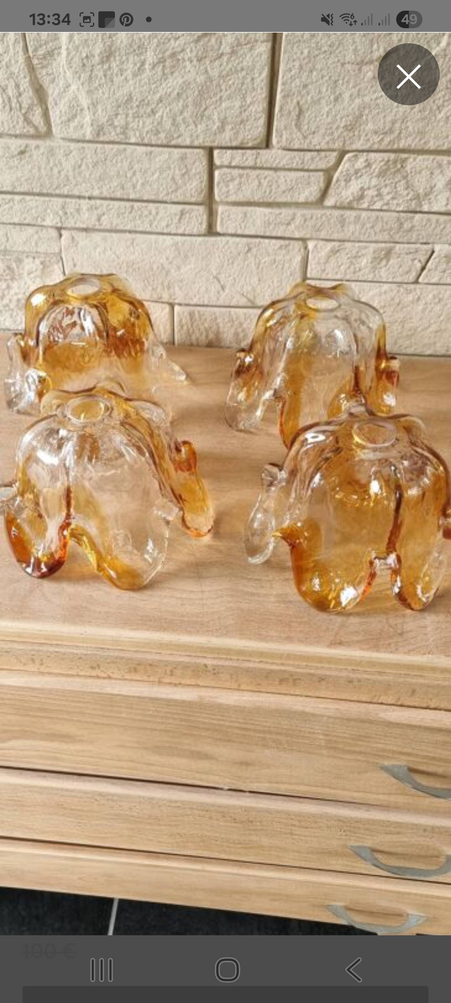 Set of 4 Murano glass tulips