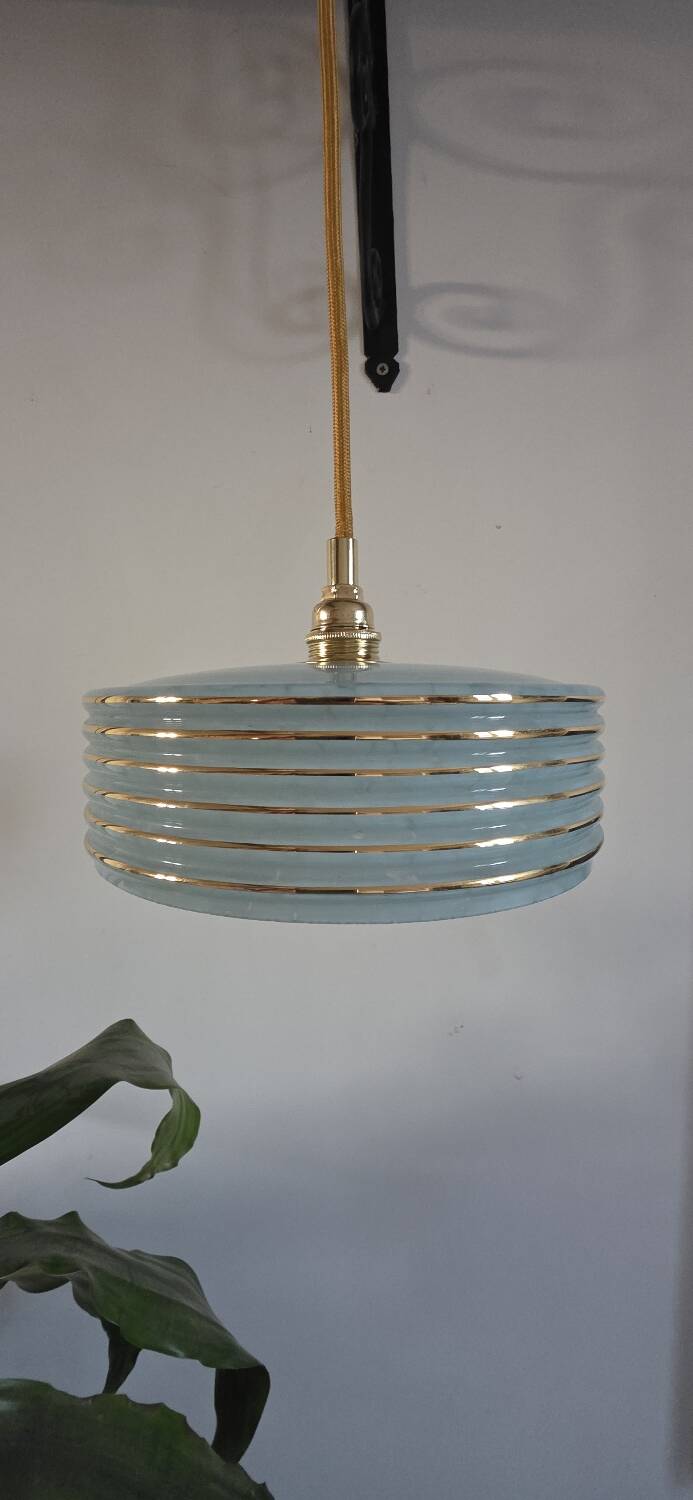 Clichy Glass Blue Portable Pendant Light