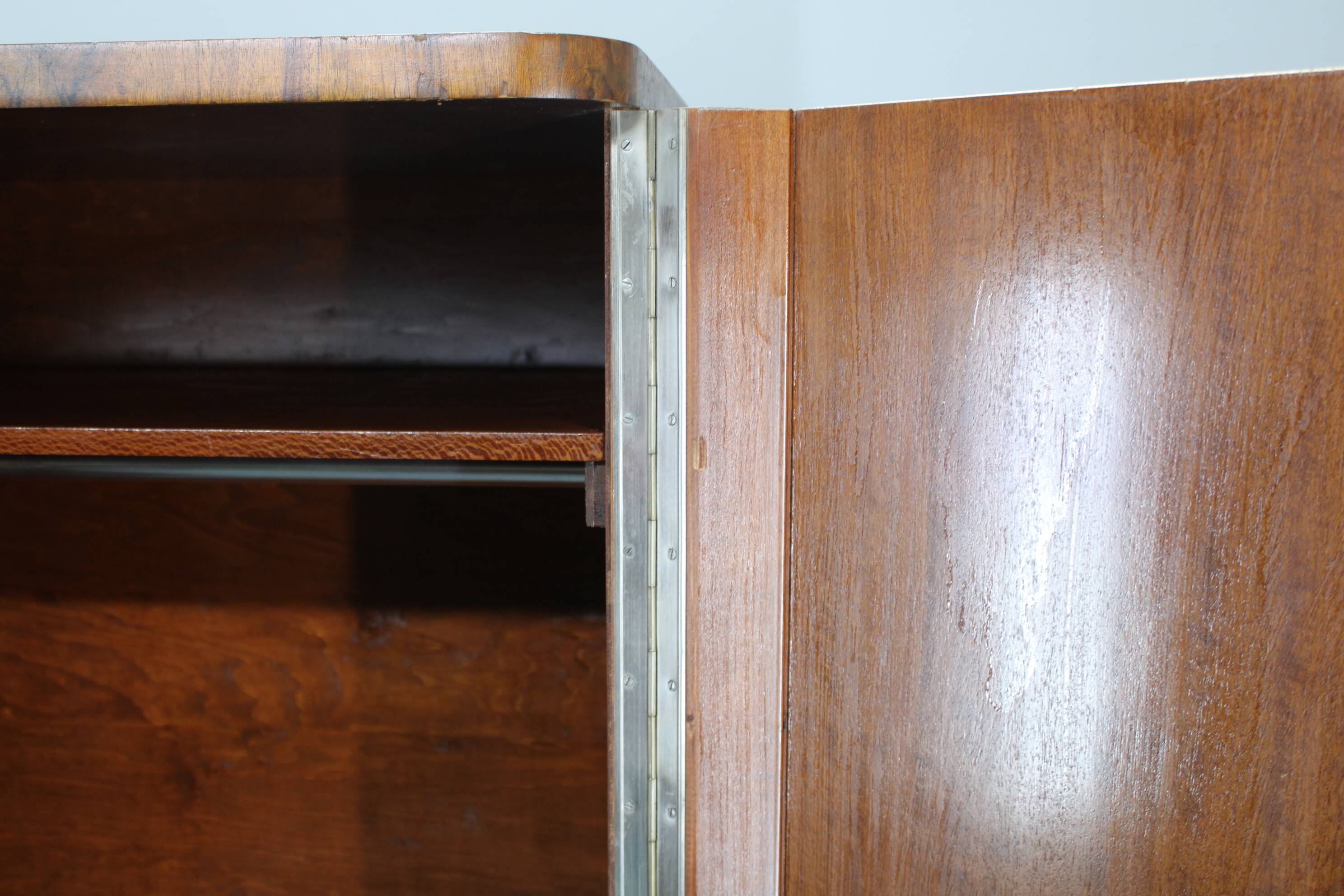 1930s Bauhaus Wardrobe by Vichr & Spol in walnut Finish, Czechoslovakia