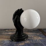 Handmade wall light in black and opaline ceramic