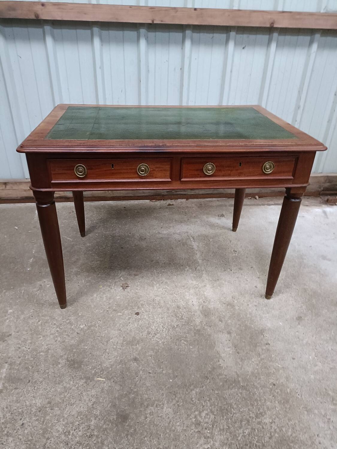 Vintage mahogany desk and leather top