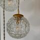 Suspension cascade three lights vintage globes in molded glass