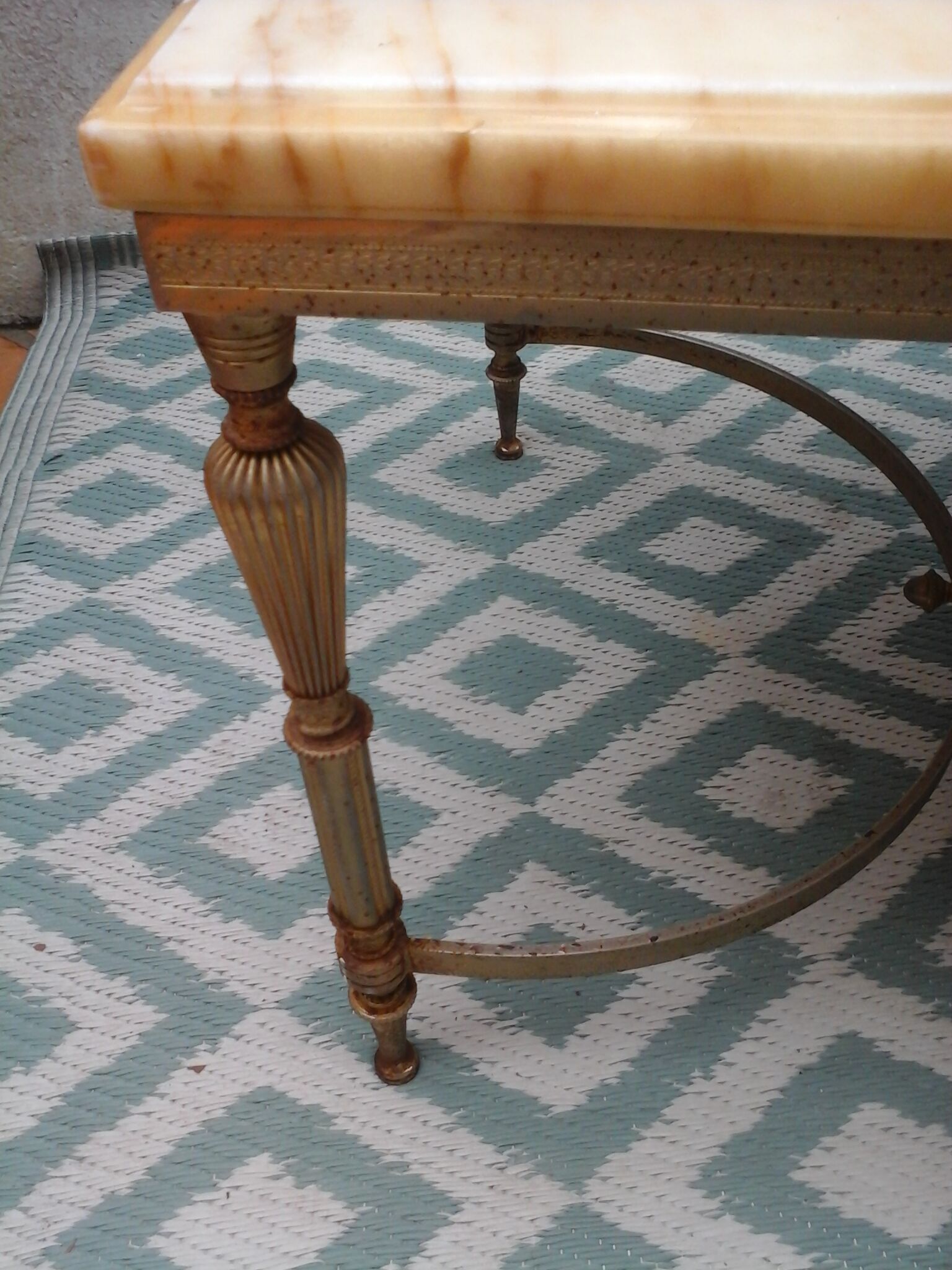 Marble and brass coffee table