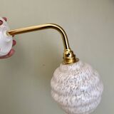 Vintage globe wall light in white Clichy glass