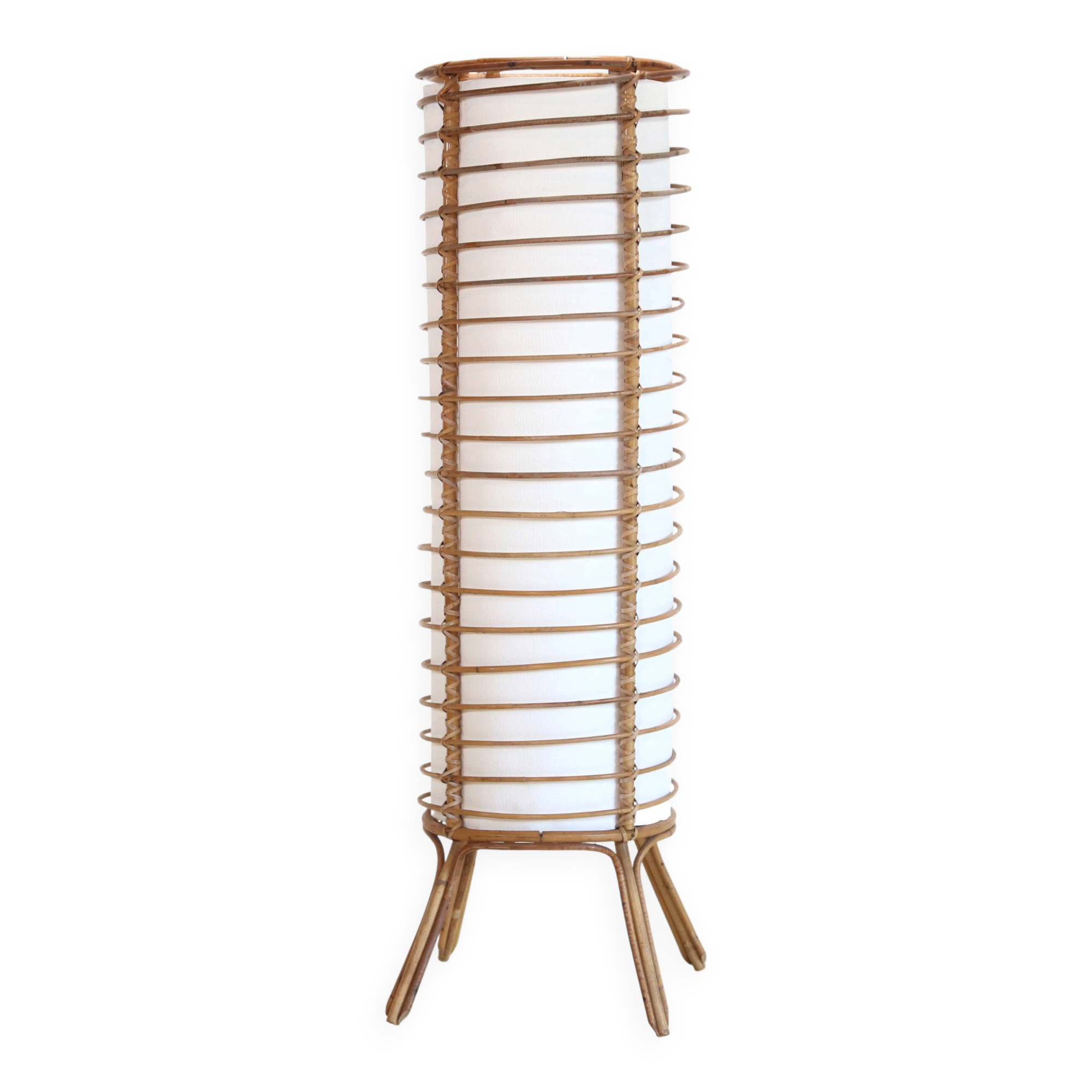 Lampe de sol en rotin vintage française