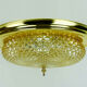 mid century ceiling LAMP flush mount textured amber glass and brass 1970s