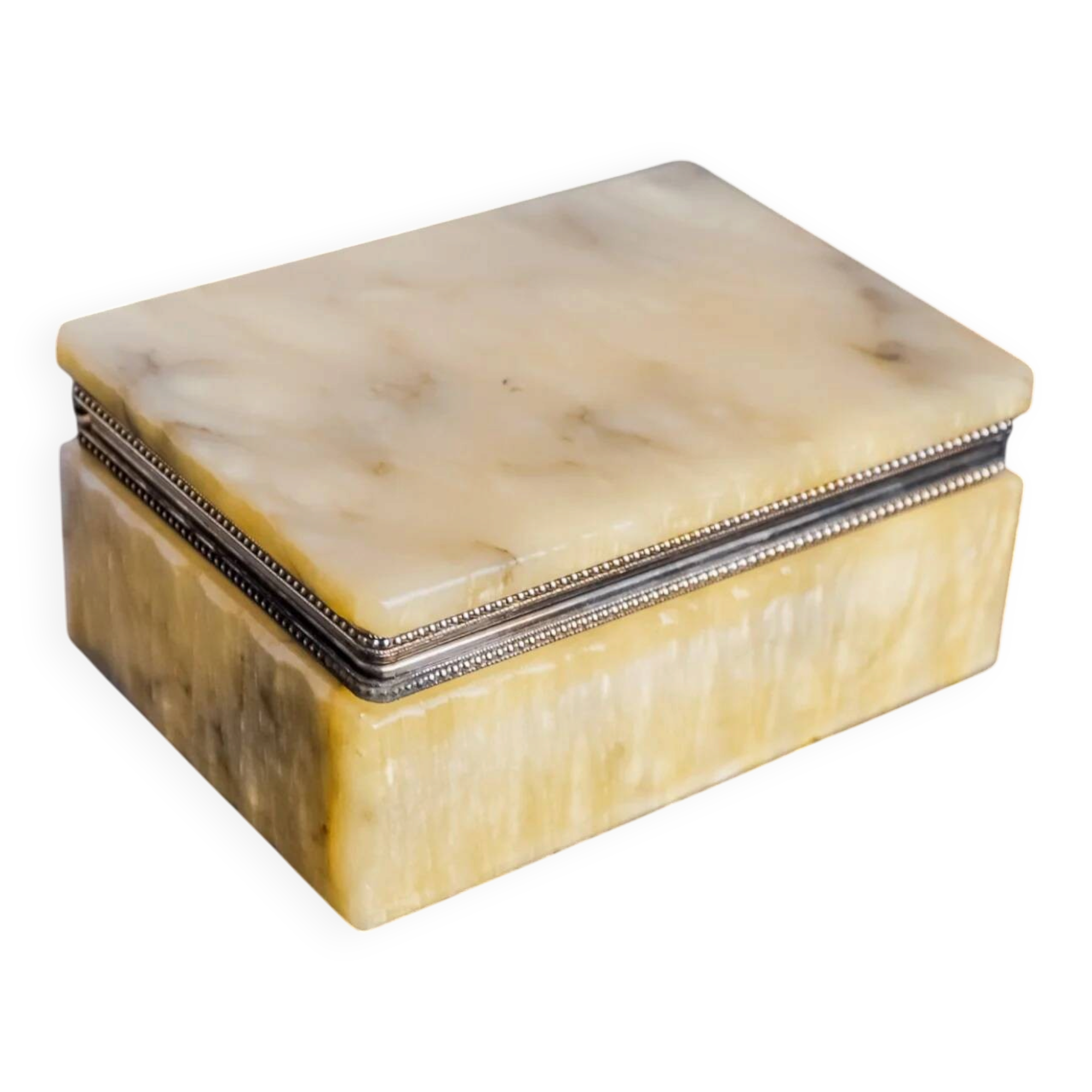 Cream alabaster vanity box by Romano Bianchi, Italy, circa 1970s