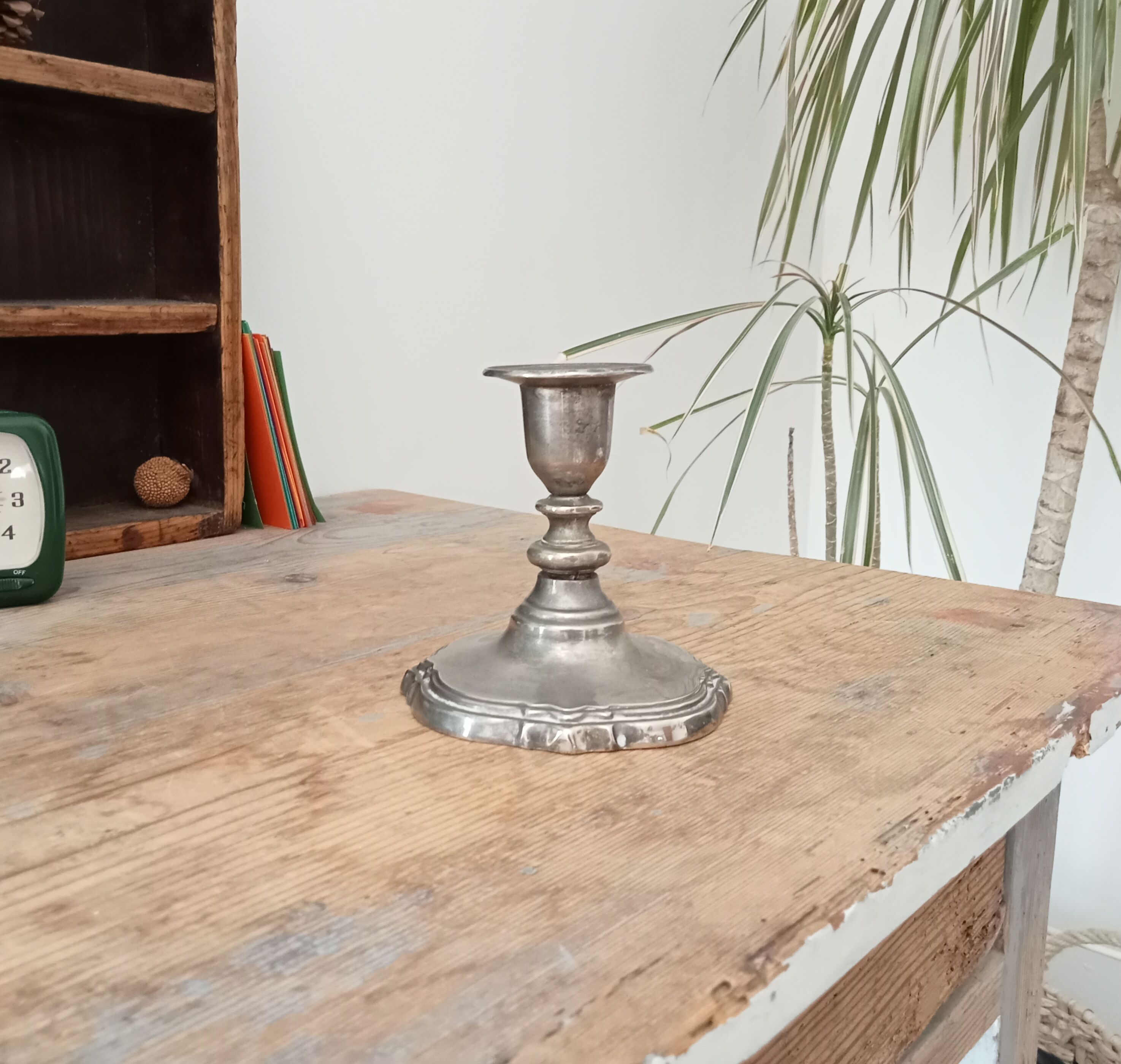 Vintage pewter candle holder