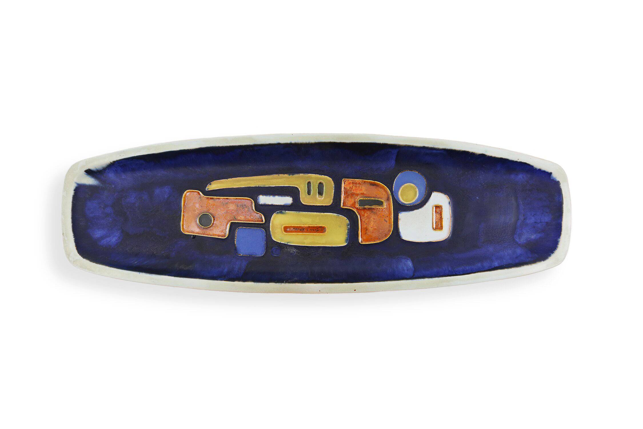 Mid-Century elongated glazed ceramic bowl, Belgium 1960s