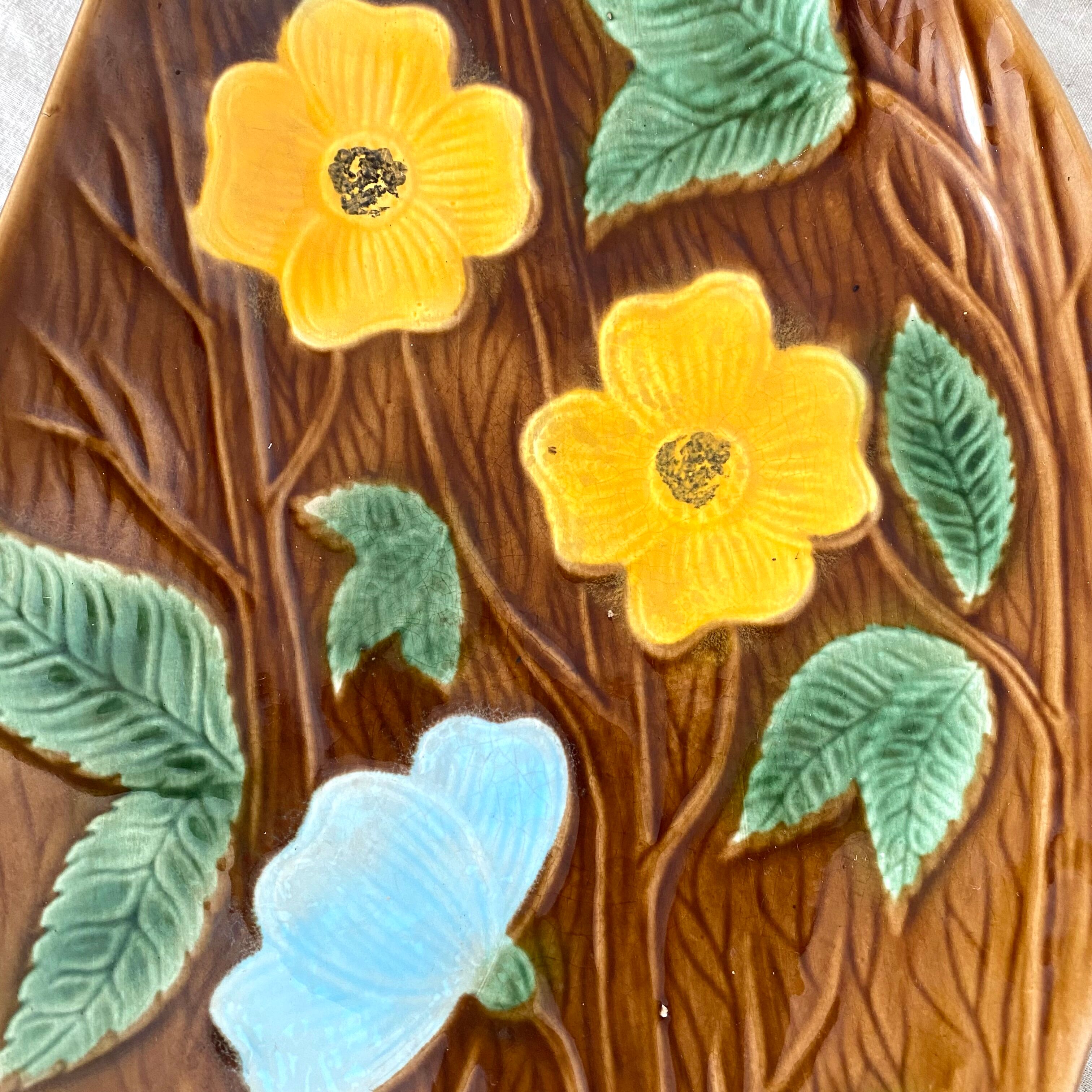 Vintage floral dish, Sarreguemines fruit bowl