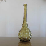 Bottle, carafe, Empoli, Italy, yellow bubbled glass, 60s 70s