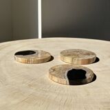 Set of 3 fossilized wood coasters (clear)