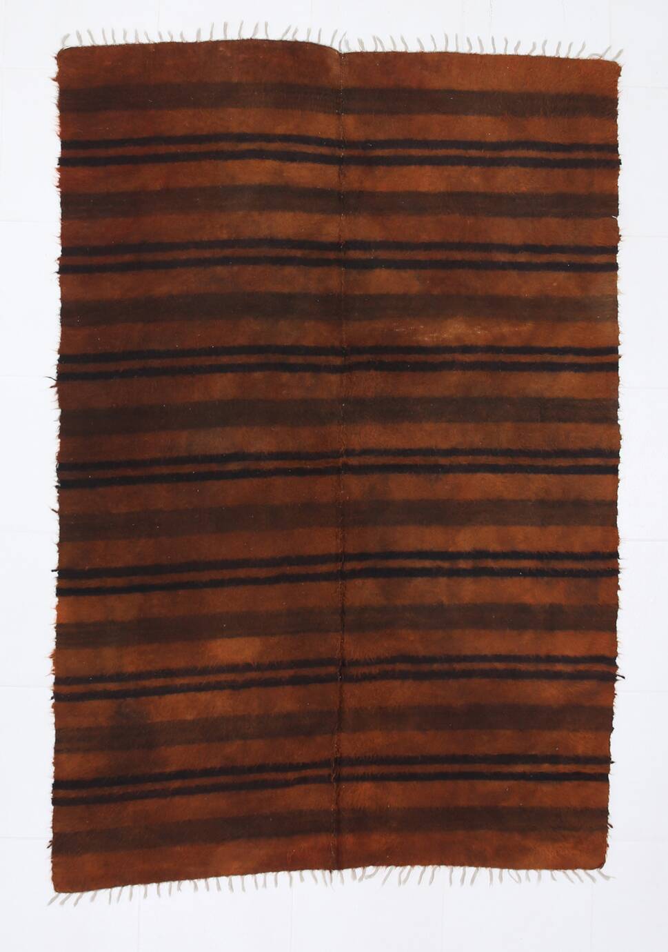5x7 Striped Pattern Terracotta Vintage Kilim Rug, 146x220Cm