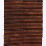 5x7 Striped Pattern Terracotta Vintage Kilim Rug, 146x220Cm