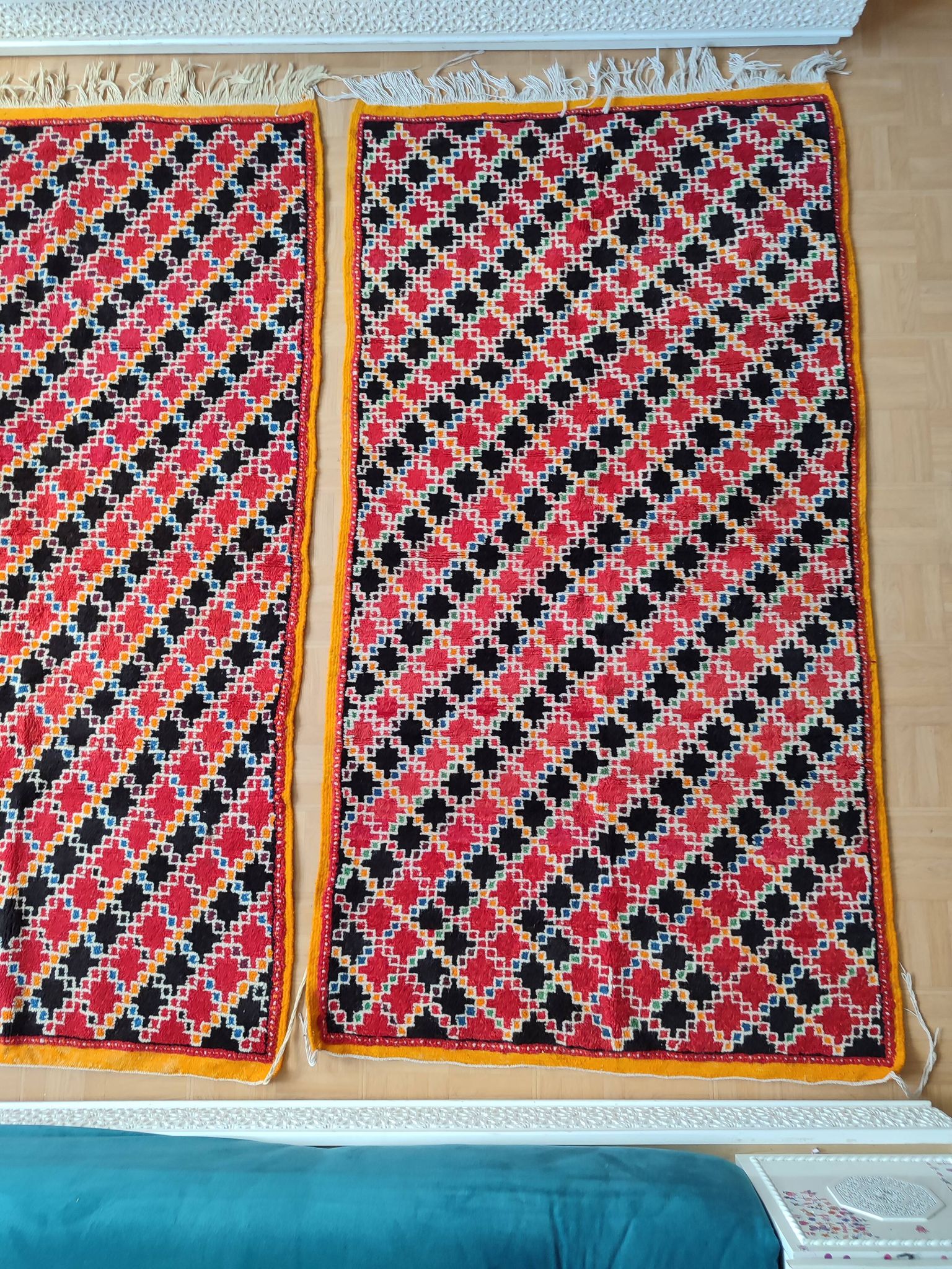 Set of 2 Moroccan Berber rugs – 100% wool – handmade – 210 × 110 cm