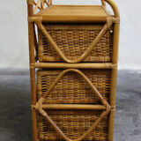 Rattan and bamboo chest of drawers 70s