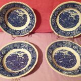 Set of 4 soup plates English Scenic Staffordshire Adams England