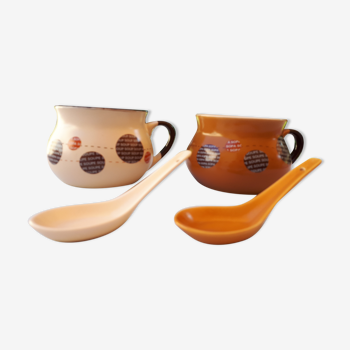 Set de 2 bols à soupe et cuillères