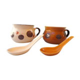 2 soup bowls and spoons