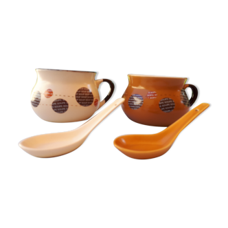 Set de 2 bols à soupe et cuillères