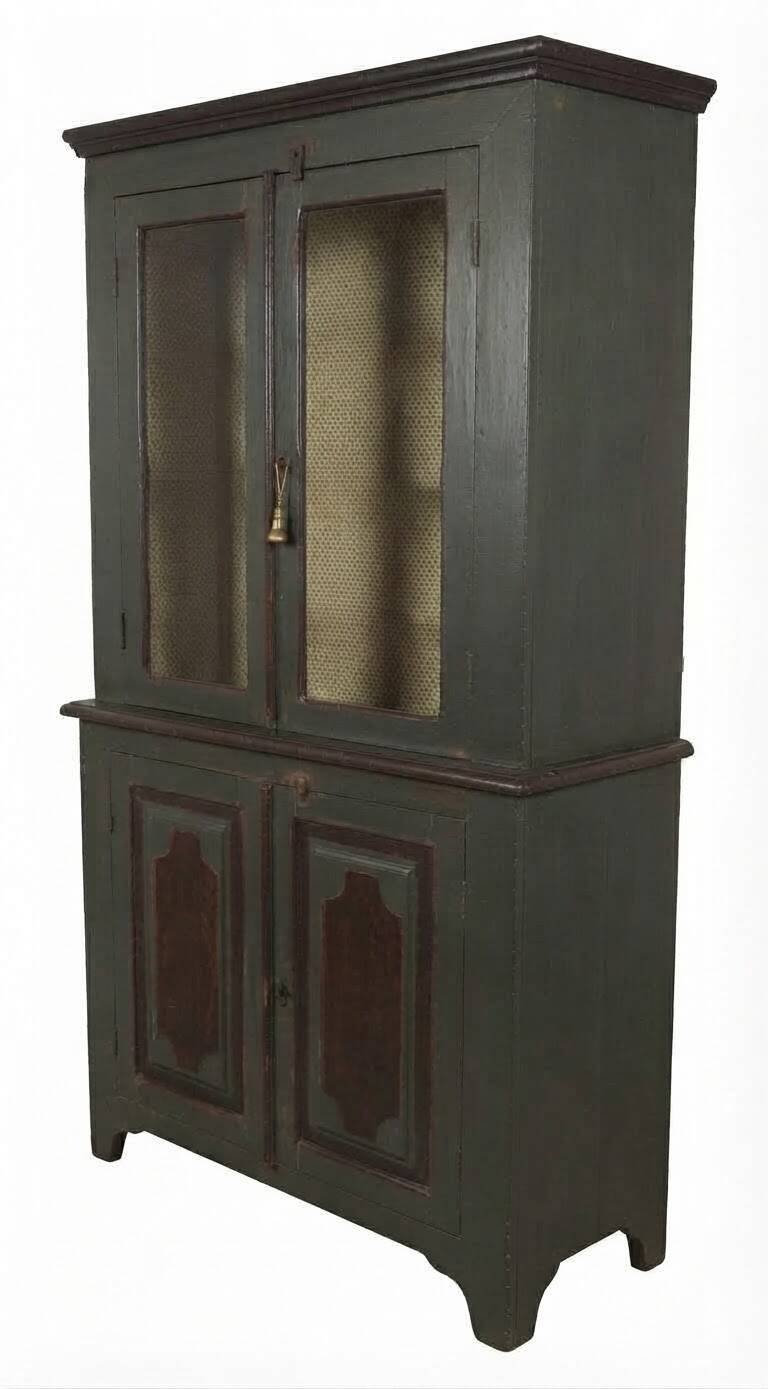 Antique display cabinet in patinated hardwood, 18th-19th century.