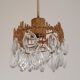 Small brass brutalist chandelier with crystal stamps