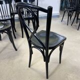 Chaise en bois vernis noir dossier épingle Luterma années 50 France