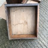 Old coffee table from the Guérandais region in solid oak with 2 front drawers