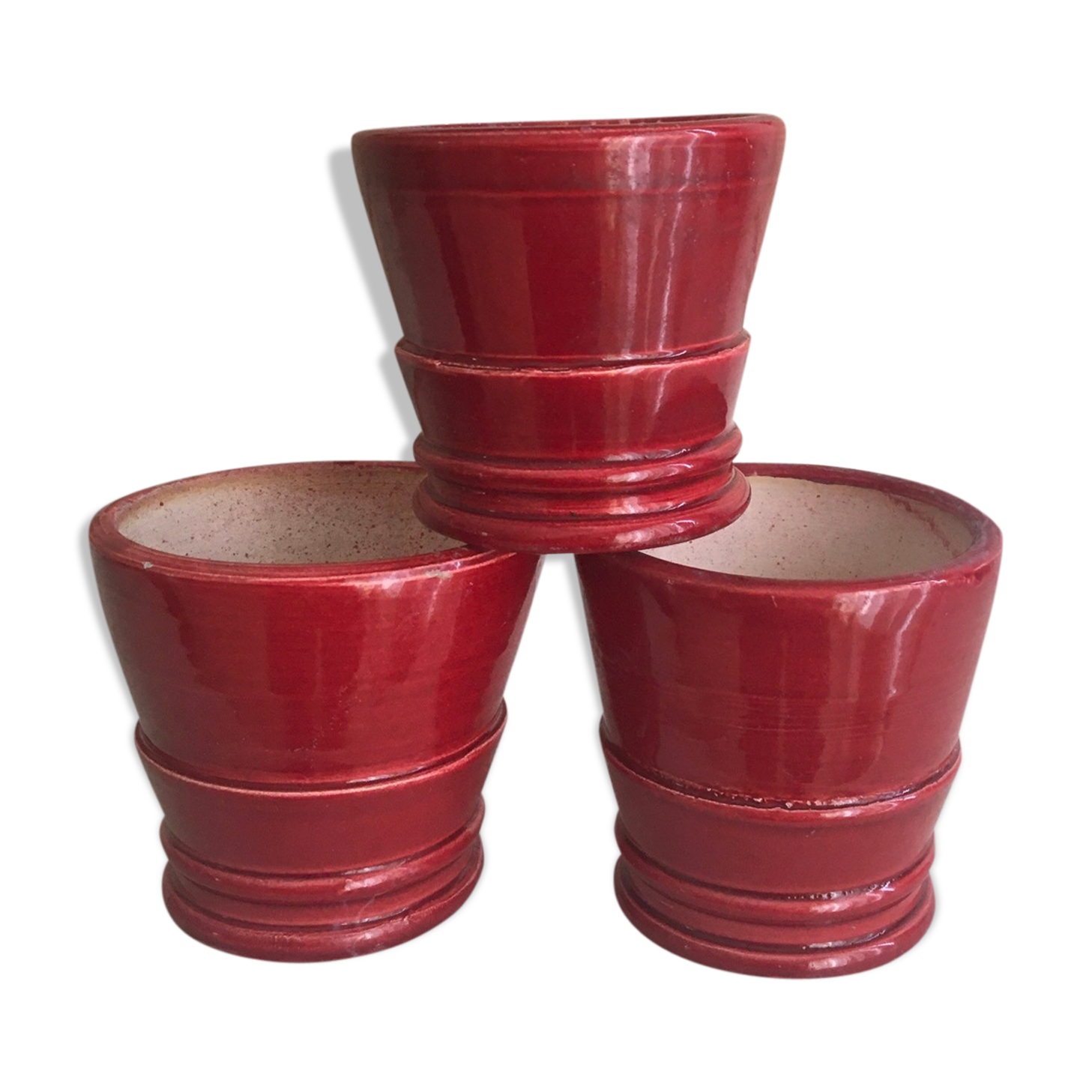 Enamelled terracotta flower pots, 1960s