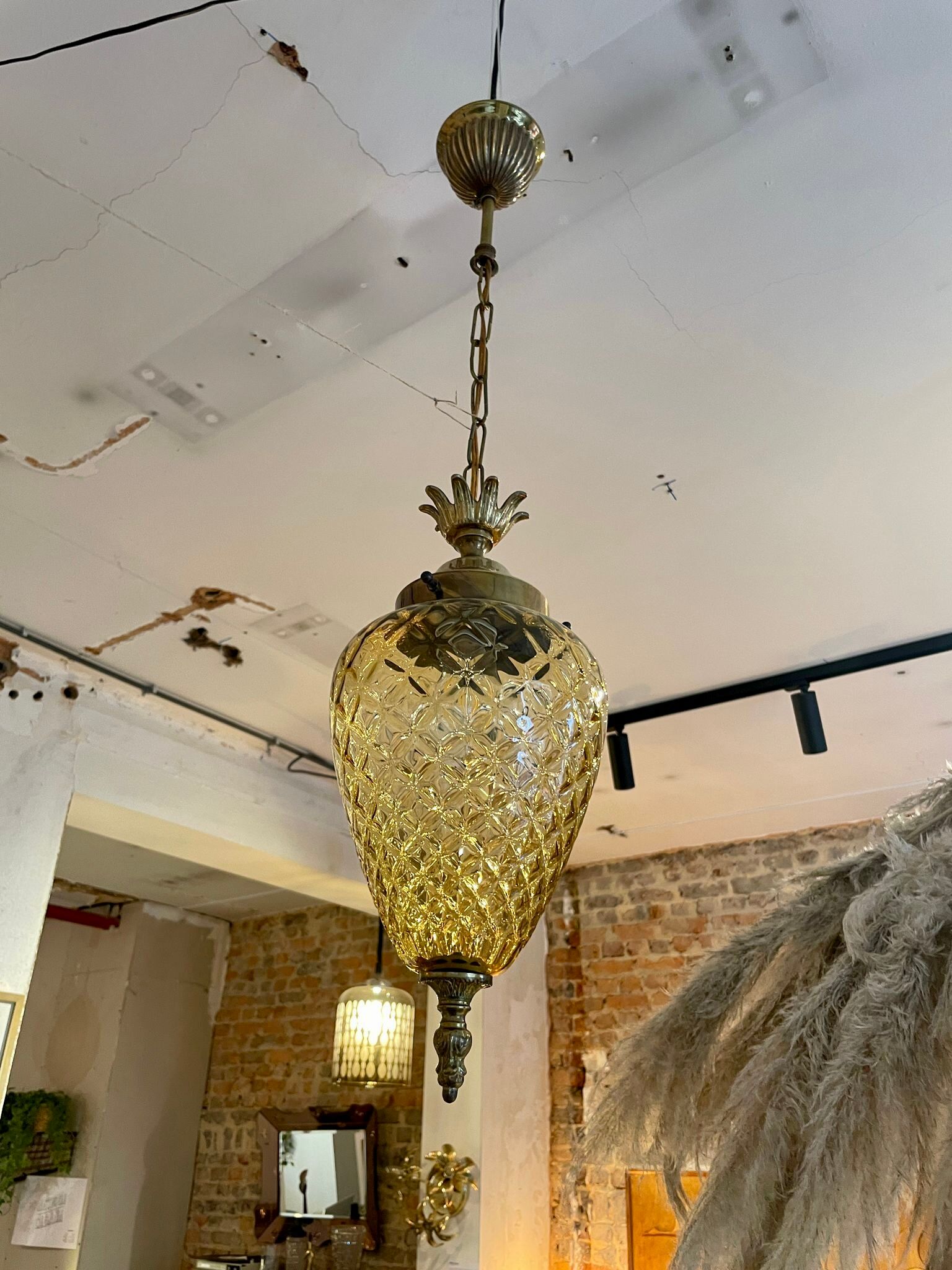 Amber pineapple chandelier from the 70s