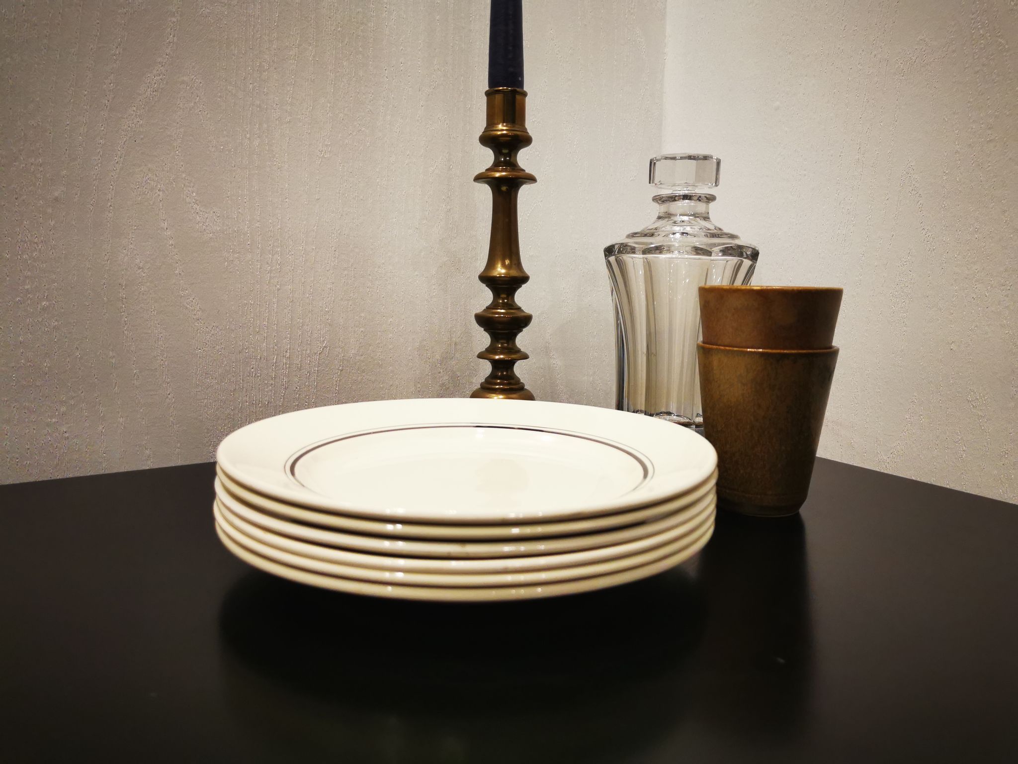 Lot de 6 assiettes plates anciennes liseret argenté