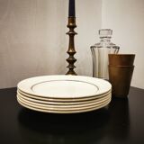 Set of 6 old flat plates with silver edging