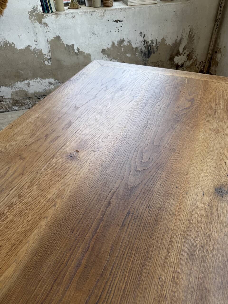 Grande table de ferme XL chêne « carrée » conférence 1950