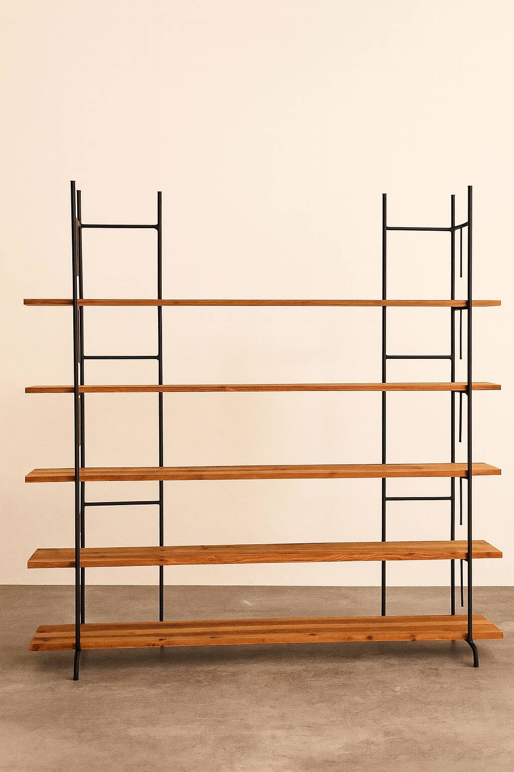 Large industrial handmade shelf in pine and metal