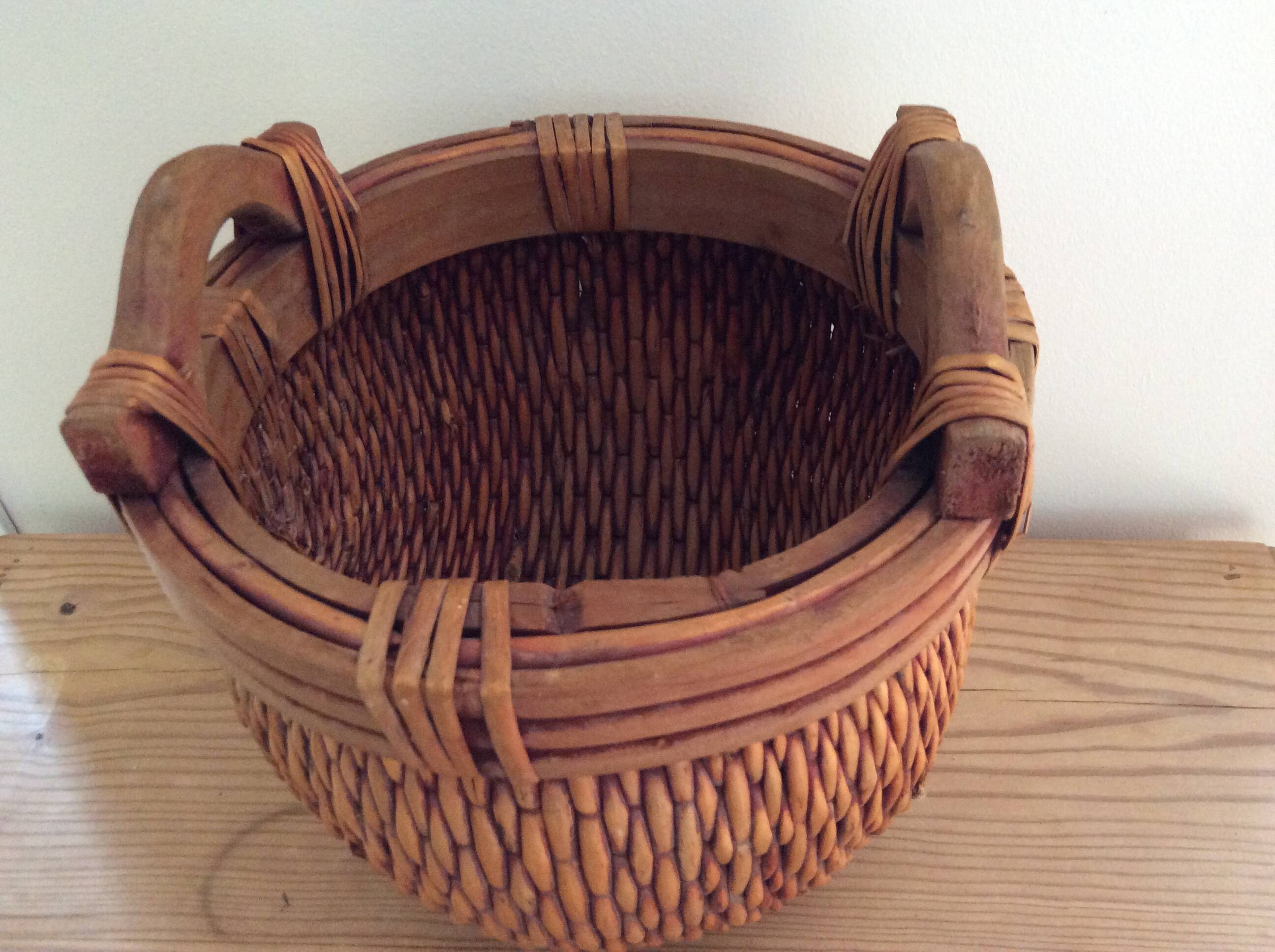 Wooden and wicker basket