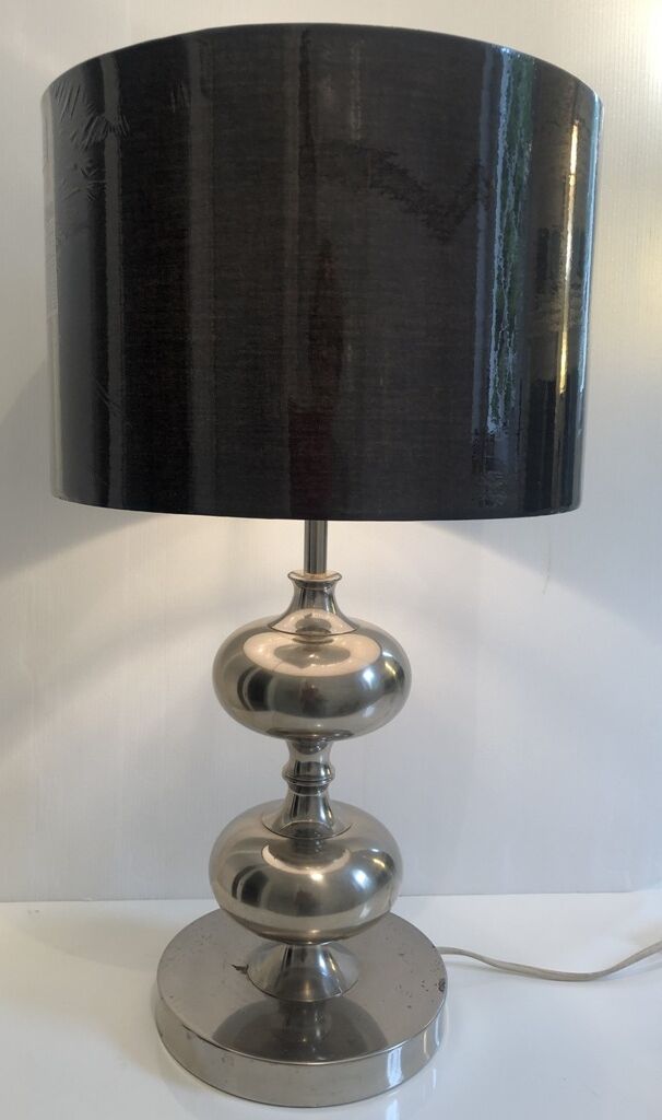 Large chrome table lamp with foot balls, 60s-70s