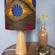 Table lamp in blond wood with handmade wax shade