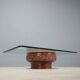 Vintage coffee table with a glass top and a terracotta base, 20th century.
