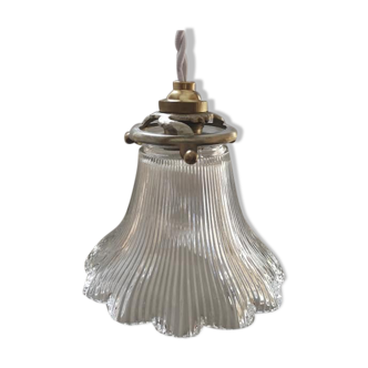 Glass walking suspension holophane art deco 1930 tbe ø 13.5 cm tbe