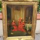 Signed Antique French Oil Painting – Cardinals in Luxurious Setting, 19th C