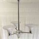 Art Deco chandelier with 4 lights in metal and glass - 1930s/40s