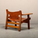 Børge Mogensen Spanish Chair in Cognac Leather and Oak for Fredericia, 1967