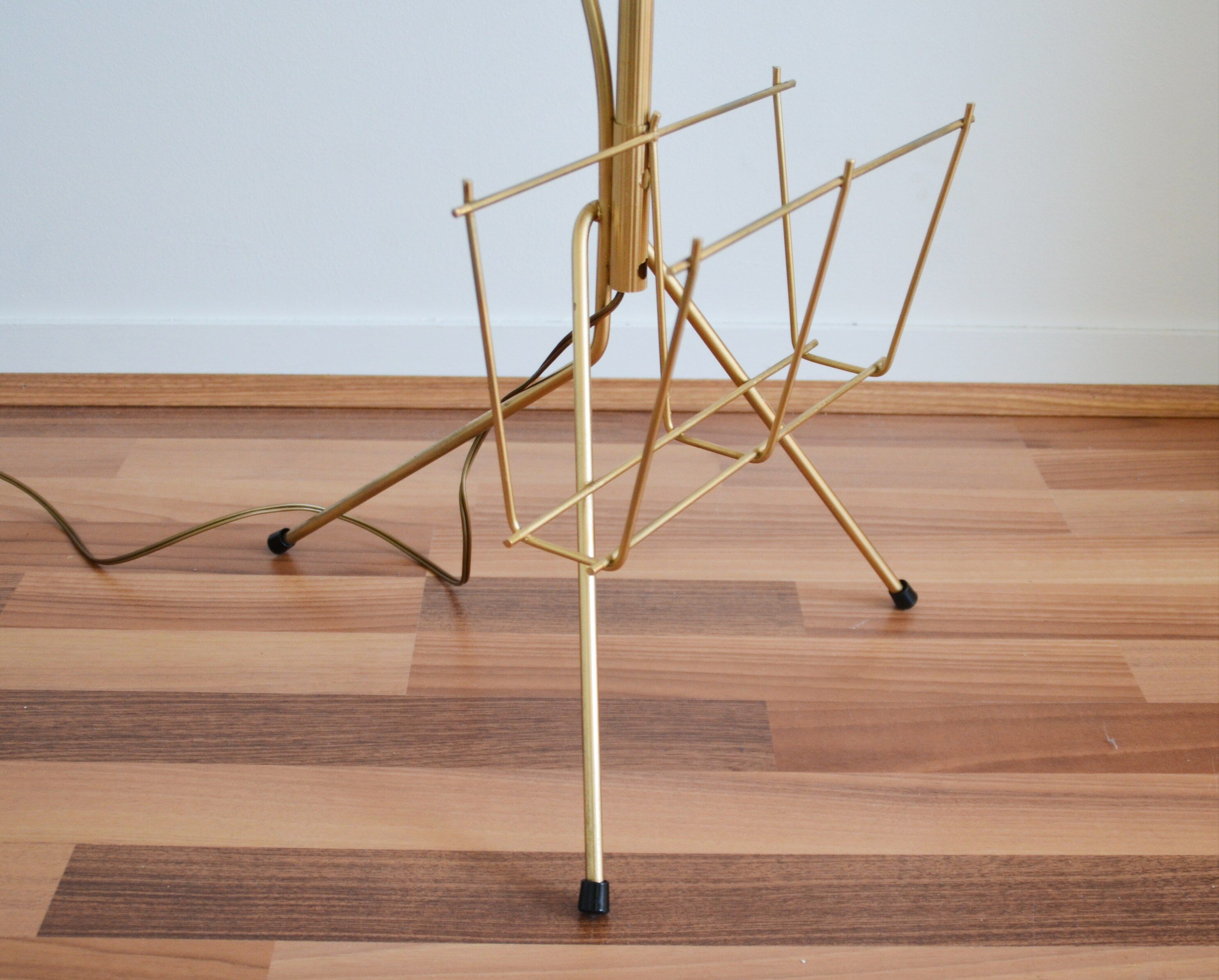 Vintage tripod magazine stand lamp