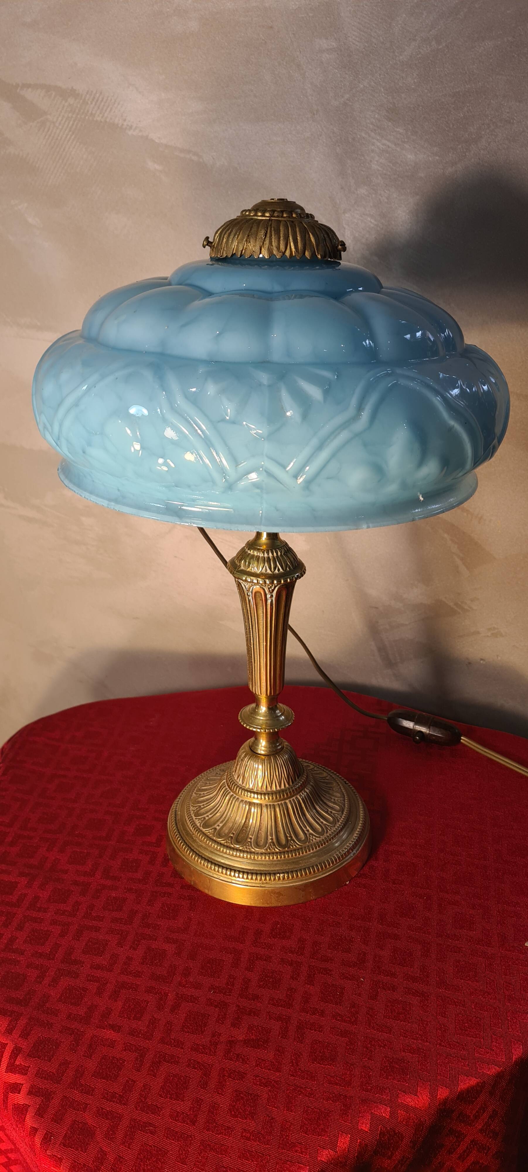 Bronze and blue opaline lamp 42x24